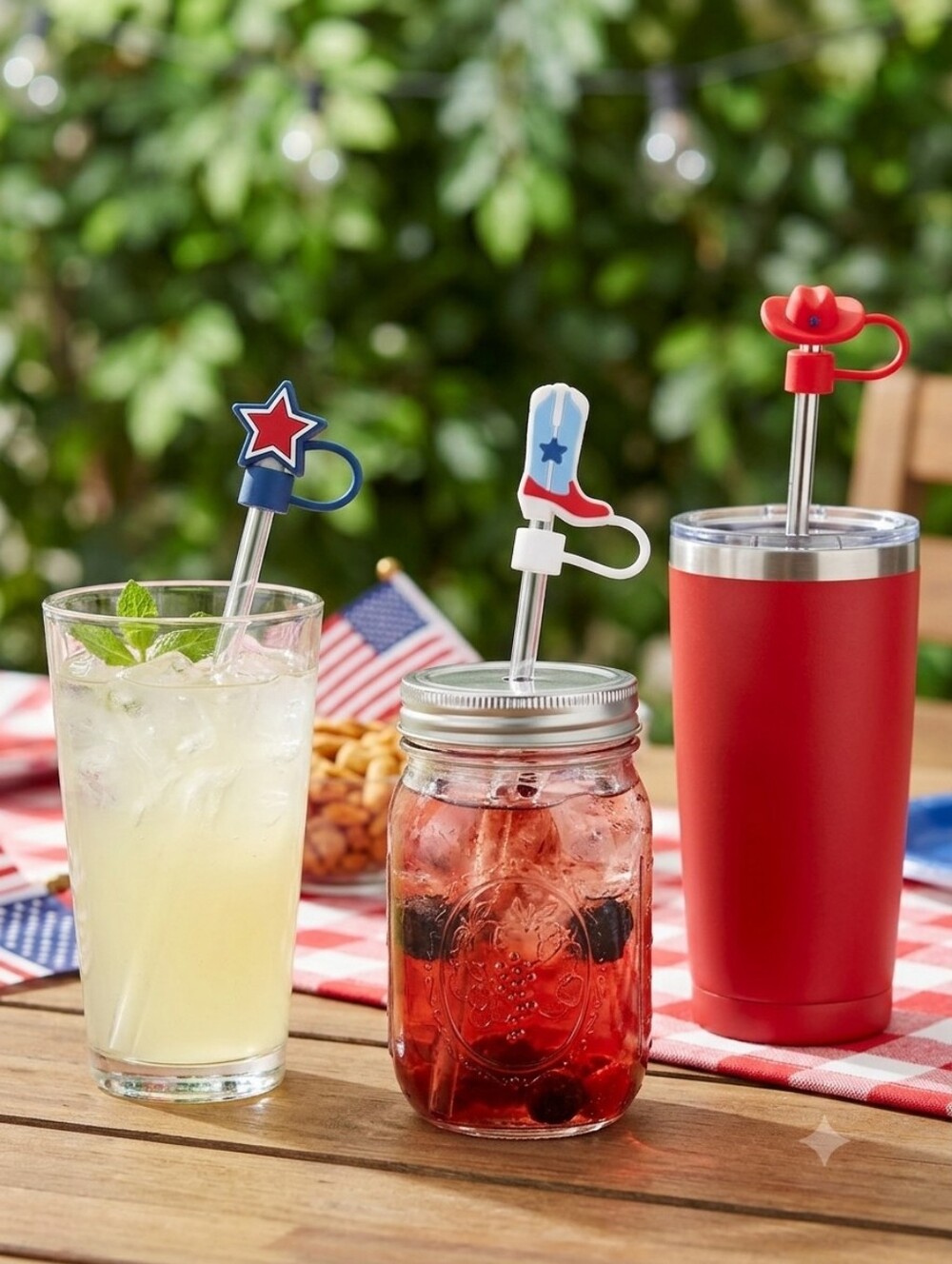 Way to Celebrate! Patriotic Straw Toppers